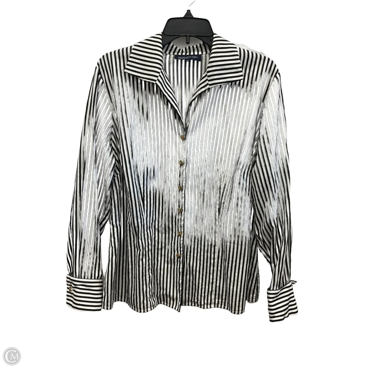Blouse Long Sleeve By Jones New York In Striped Pattern, Size: 1x