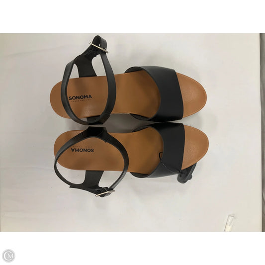 Sandals Heels Wedge By Sonoma In Black & Tan, Size: 9