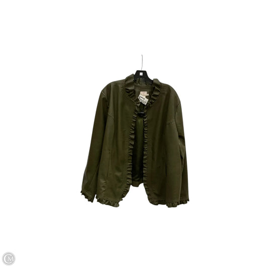 Jacket Leather By Clothes Mentor In Green, Size: 3x