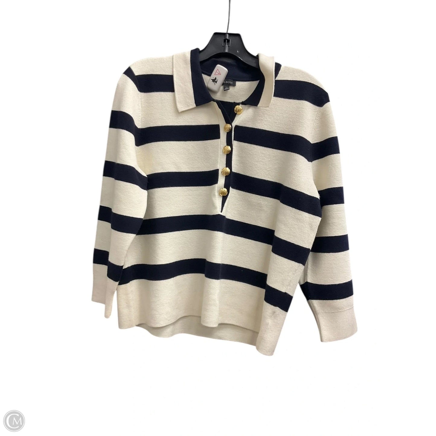 Top Long Sleeve By Talbots In Striped Pattern, Size: L