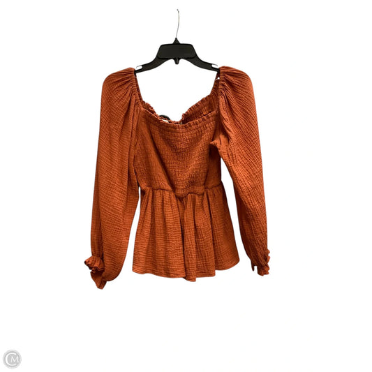 Top Long Sleeve By Bibi In Orange, Size: S