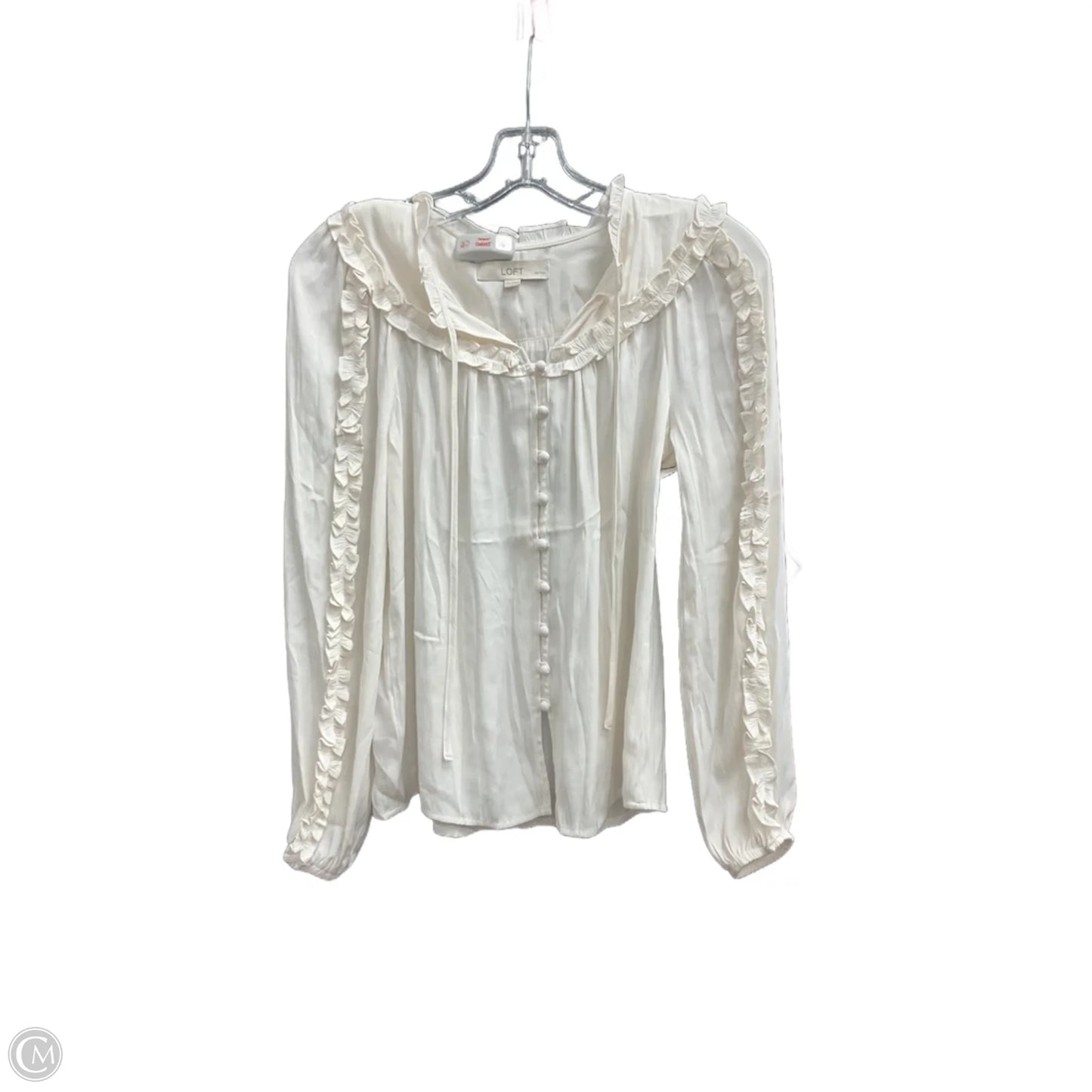 Blouse 3/4 Sleeve By Loft In White, Size: Xs