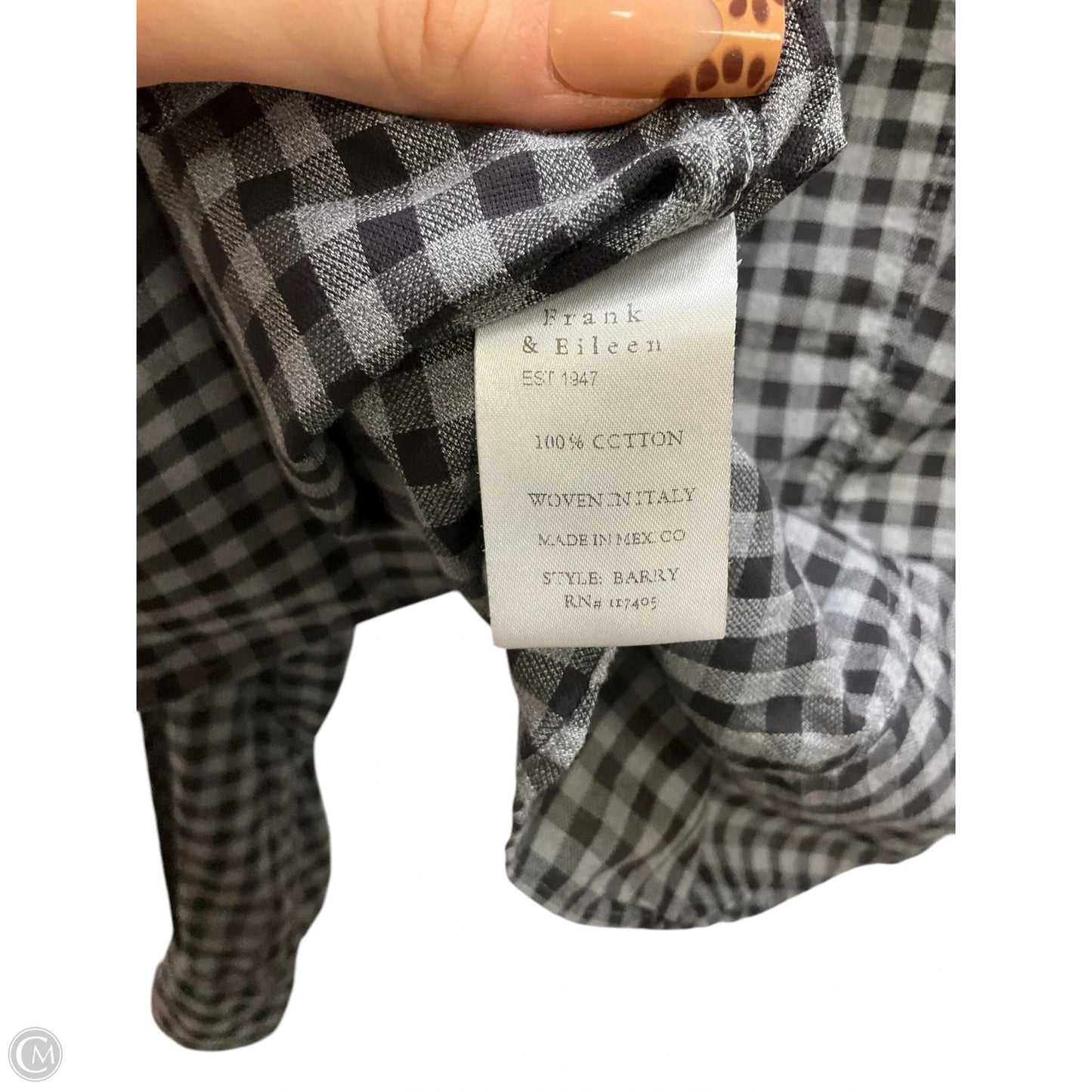 Blouse Long Sleeve By Frank And Eileen In Plaid Pattern, Size: M