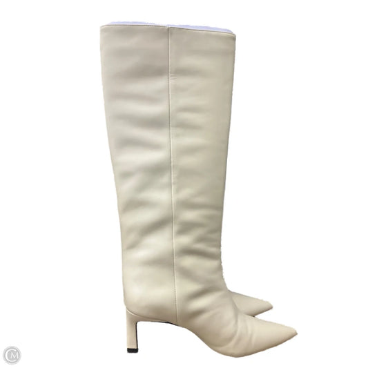 Boots Mid-calf Heels By Zara In Cream, Size: 7.5