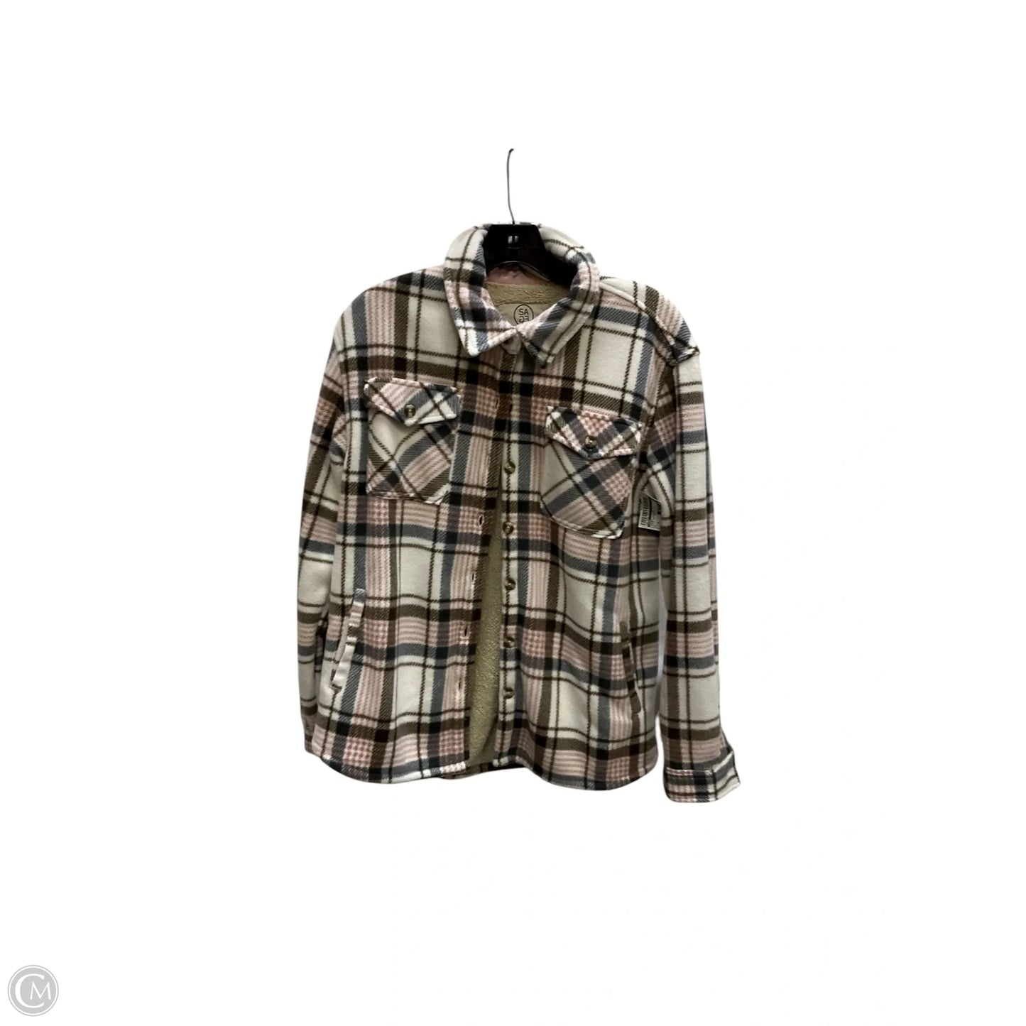 Jacket Fleece By Sage In Plaid Pattern, Size: M