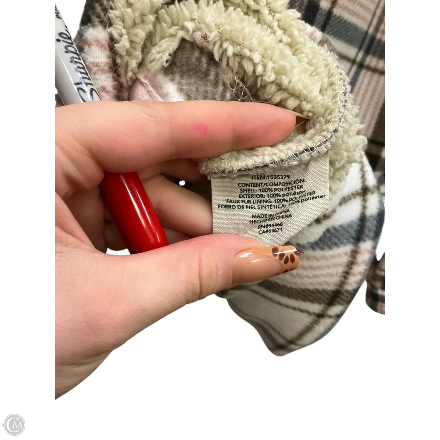 Jacket Fleece By Sage In Plaid Pattern, Size: M