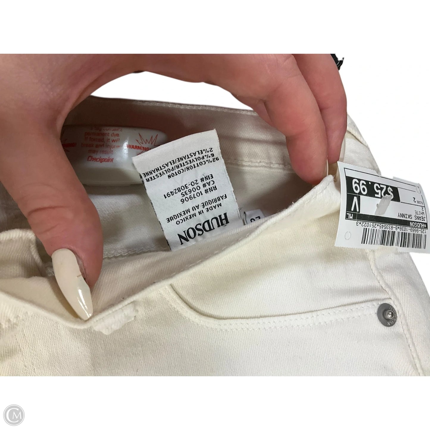 Jeans Skinny By Hudson In White, Size: 2