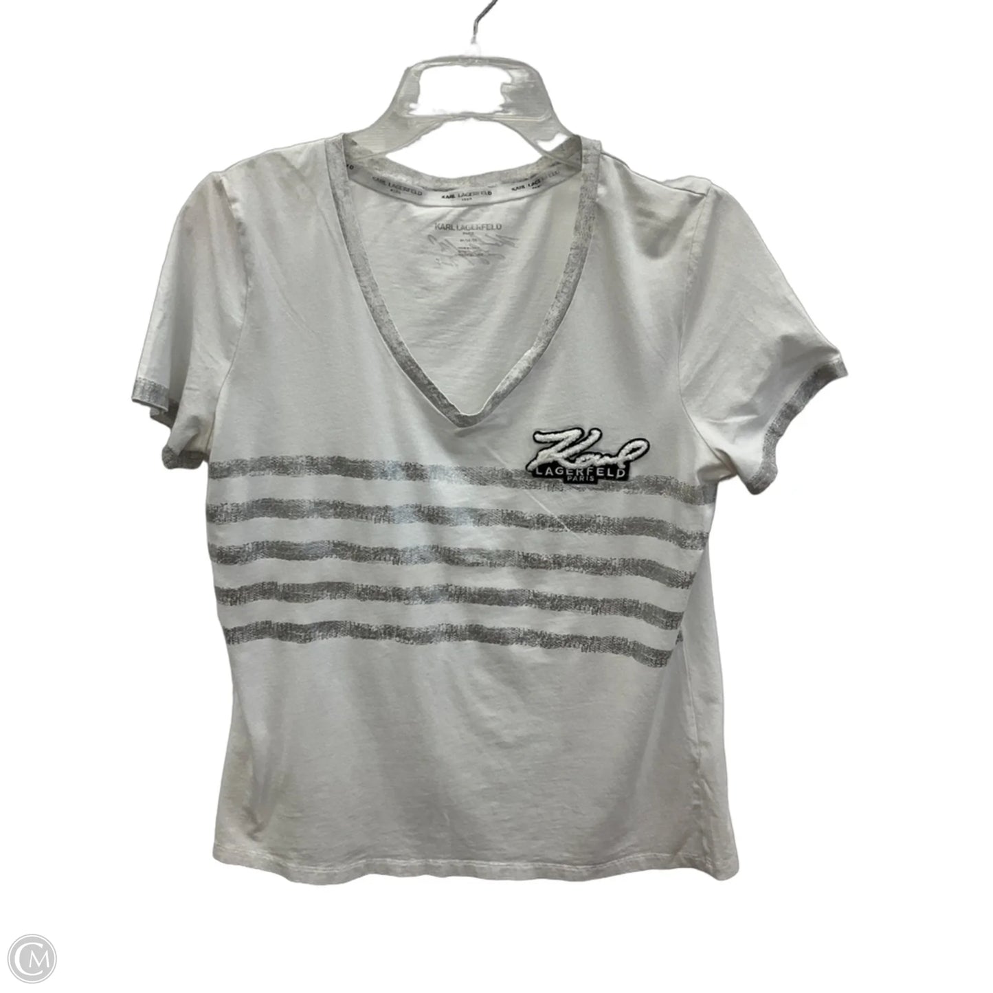 Top Short Sleeve Designer By Karl Lagerfeld In White, Size: M