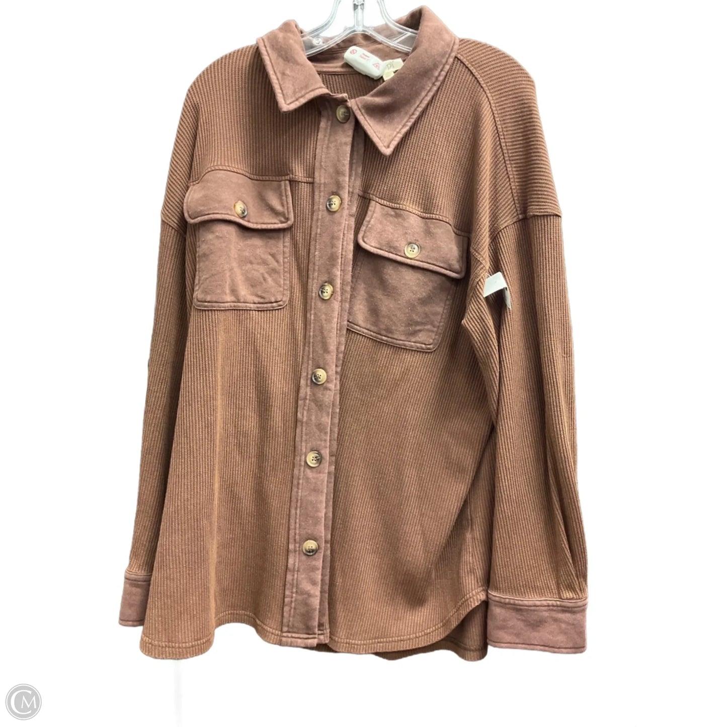 Blouse Long Sleeve By Oddi In Brown, Size: 2x