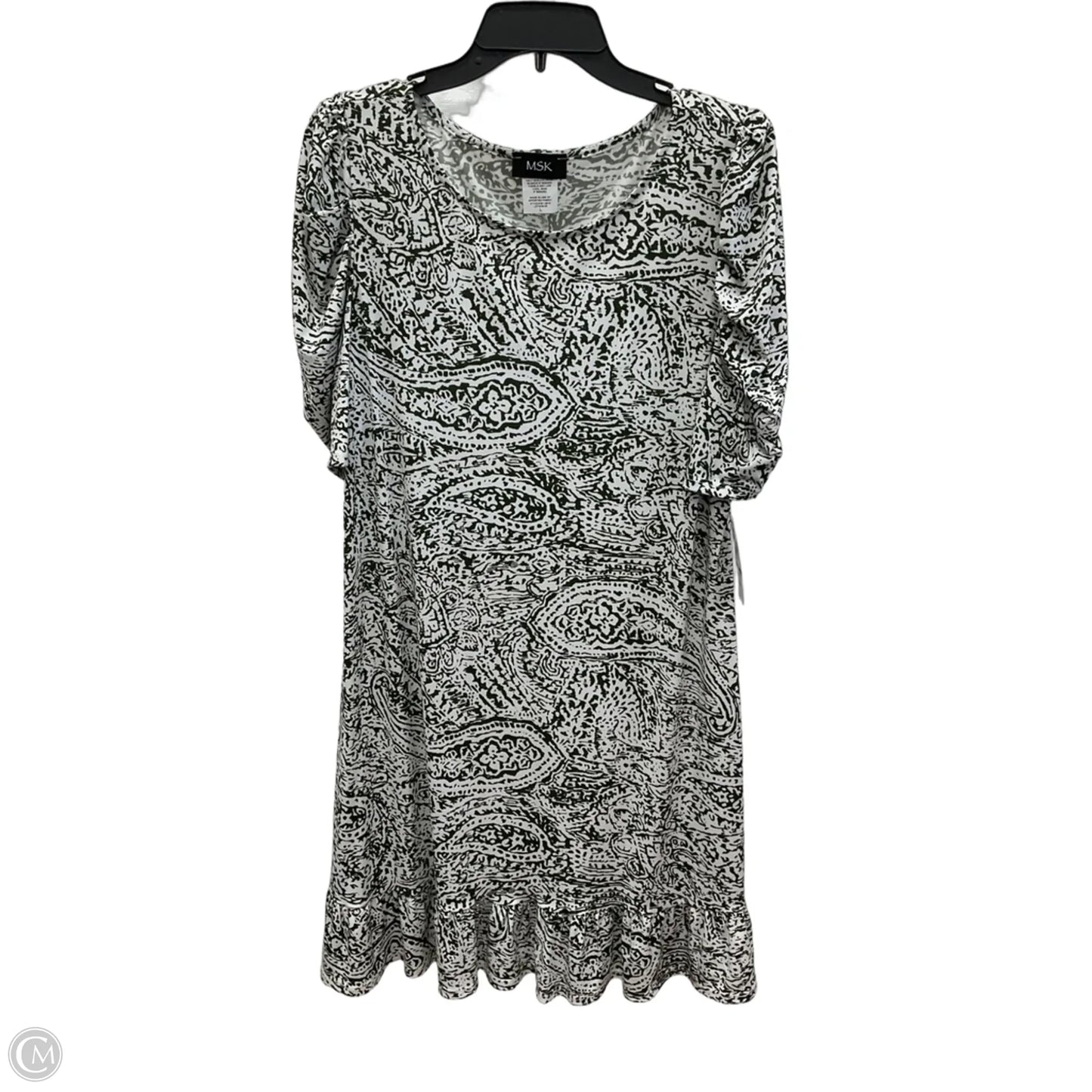 Dress Casual Midi By Msk In Green & White, Size: L