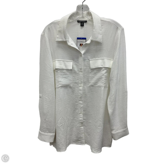 Blouse Long Sleeve By Hilary Radley In White, Size: L