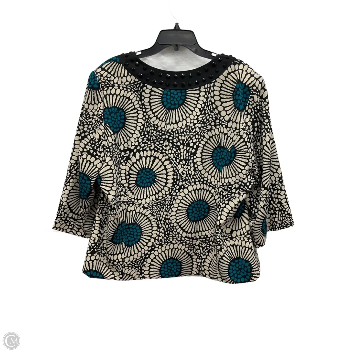 Top 3/4 Sleeve Basic By Silkland In Black & Blue, Size: 2x