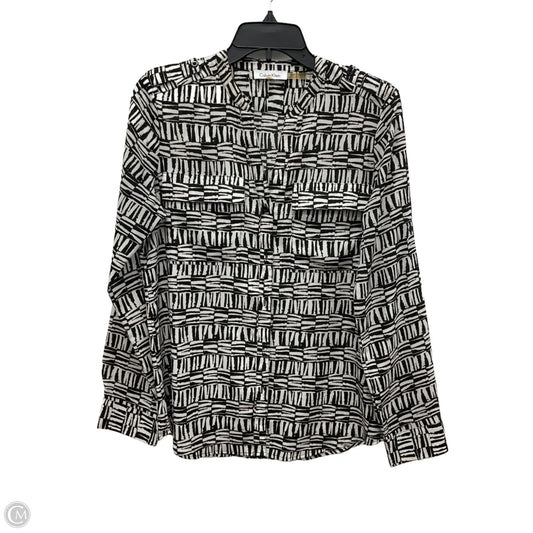 Blouse Sleeveless By Calvin Klein In Black & White, Size: S