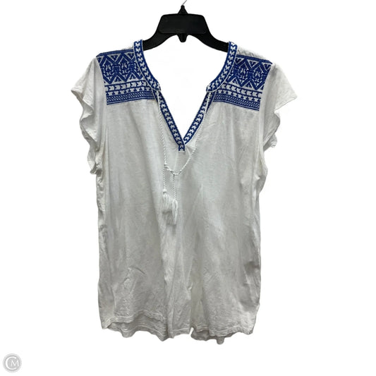 Top Short Sleeve By Liz Claiborne In White, Size: L