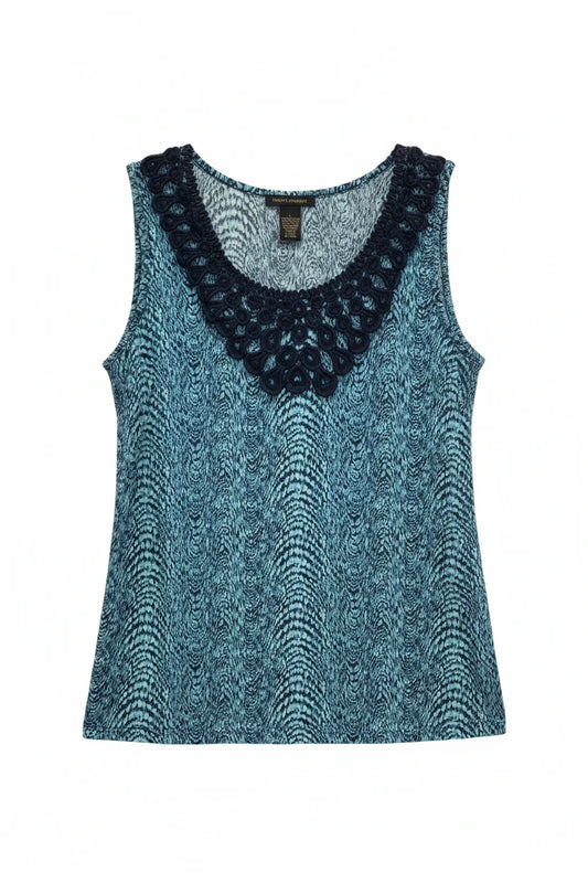 Top Sleeveless By Susan Lawrence In Blue, Size: L