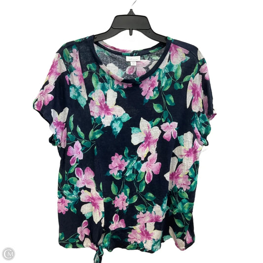 Top Short Sleeve By Talbots In Floral Print, Size: Xl