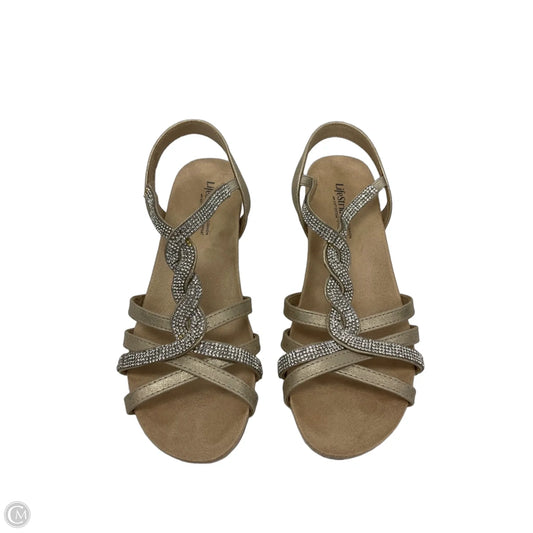 Sandals Heels Platform By Life Stride In Beige, Size: 7.5