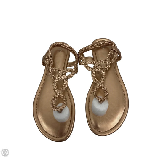 Sandals Flats By Clothes Mentor In Gold, Size: 6.5