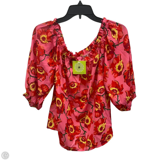 Top Short Sleeve By Flying Tomato In Floral Print, Size: M