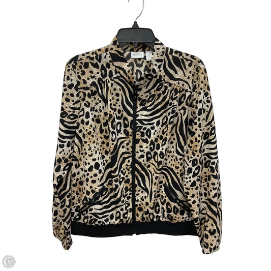 Jacket Windbreaker By Chicos In Animal Print, Size: S