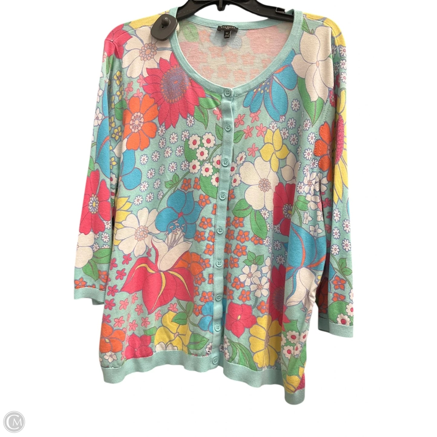 Cardigan By Talbots In Floral Print, Size: 3x