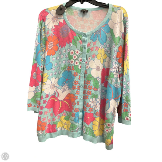 Cardigan By Talbots In Floral Print, Size: 3x
