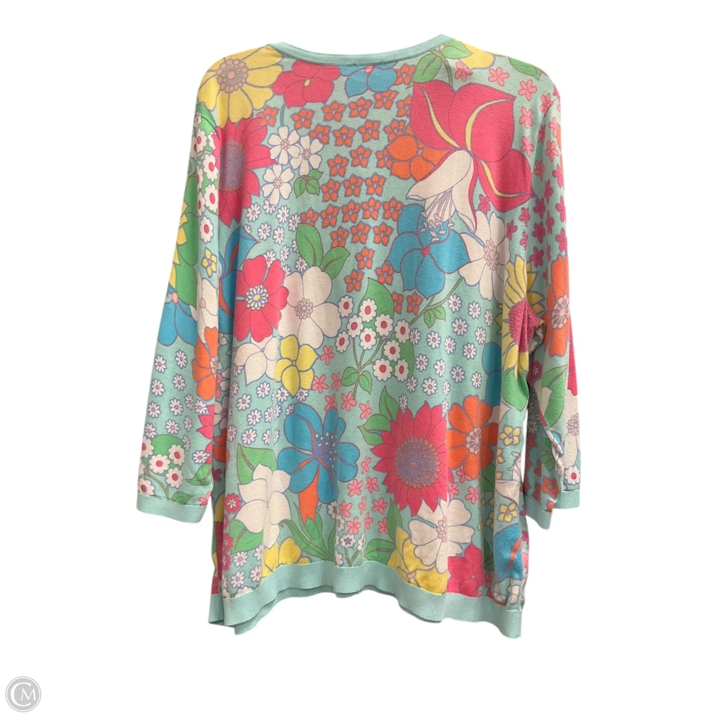 Cardigan By Talbots In Floral Print, Size: 3x