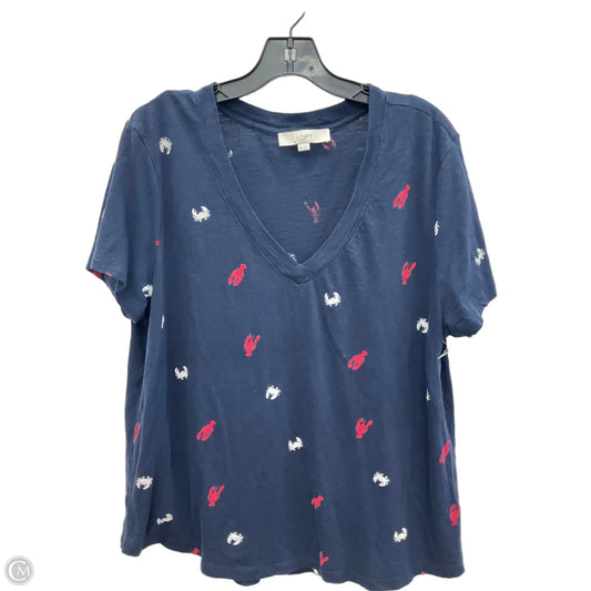 Top Short Sleeve By Loft In Nautical Print, Size: Xxl