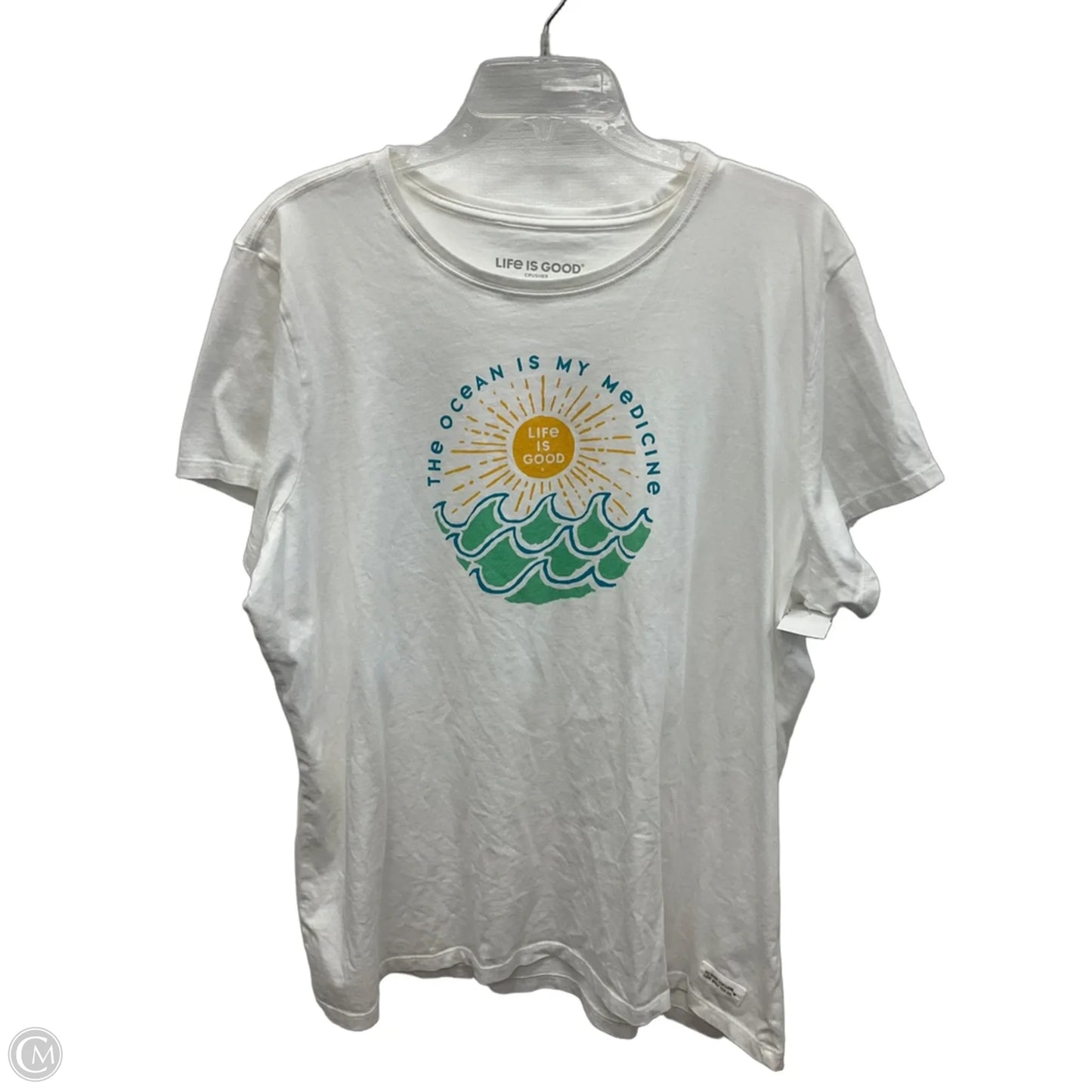 Top Short Sleeve By Life Is Good In White, Size: Xxl