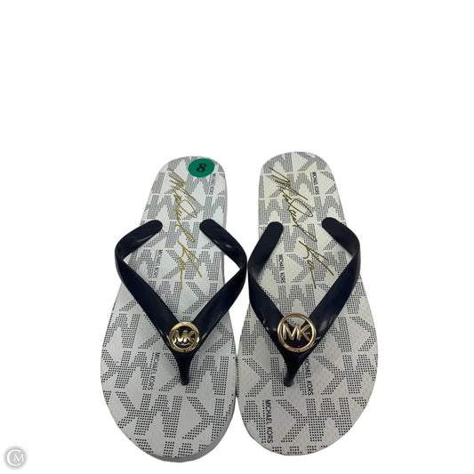 Sandals Flip Flops By Michael By Michael Kors In Blue & White, Size: 8