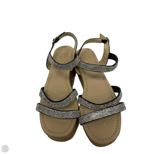 Sandals Heels Platform By Yoki In Brown & Silver, Size: 7.5