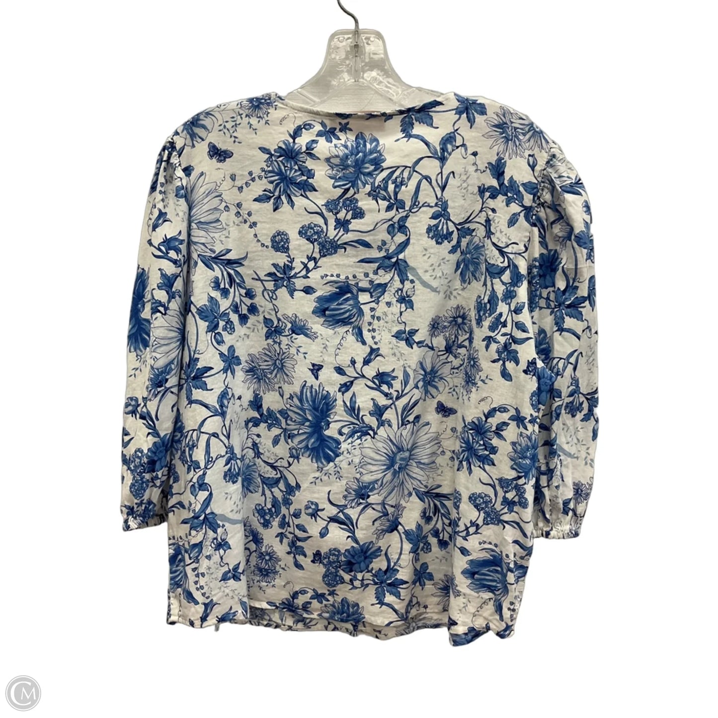 Top 3/4 Sleeve By Philosophy In Blue & White, Size: Xl