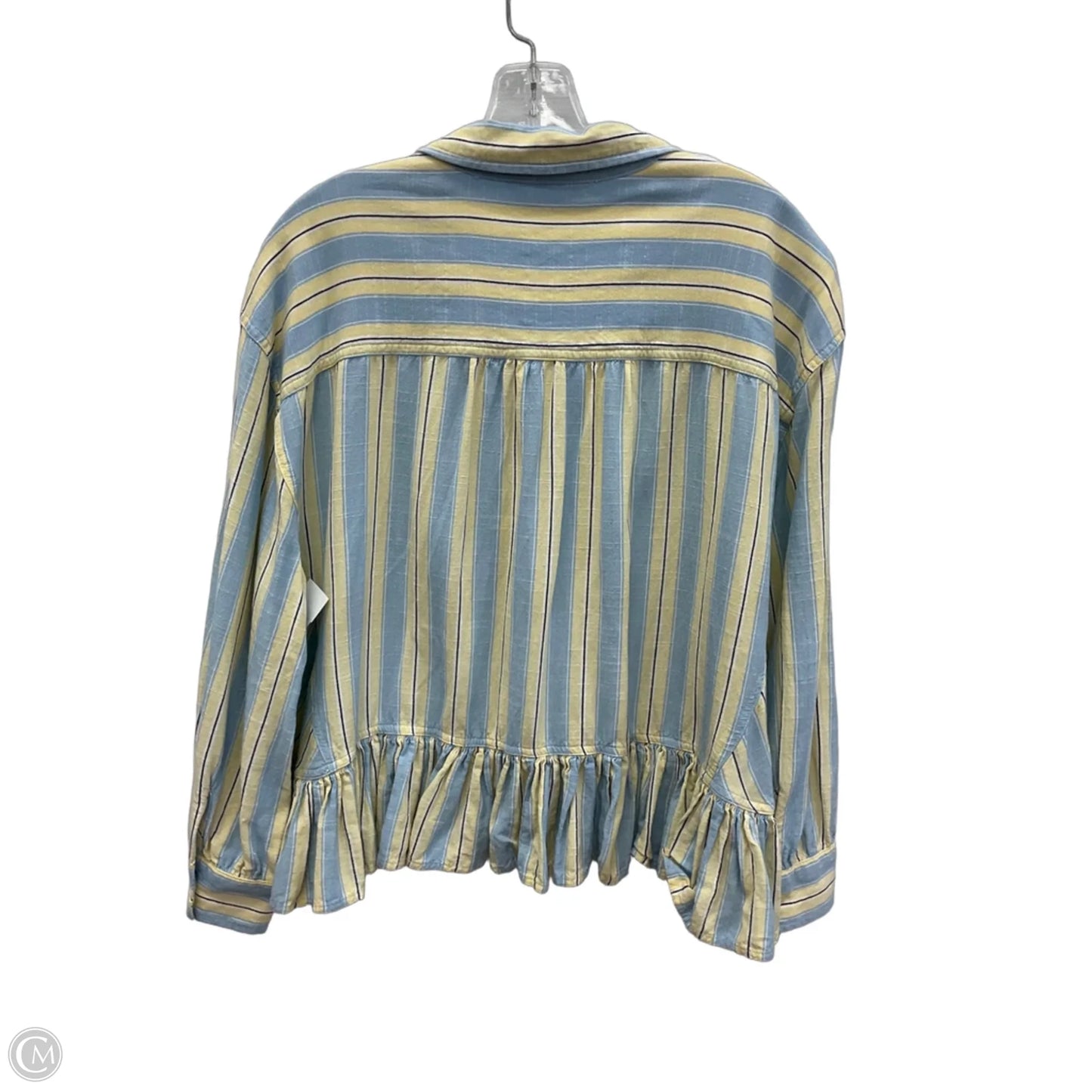 Blouse Long Sleeve By Lc Lauren Conrad In Blue & Yellow, Size: Xxl