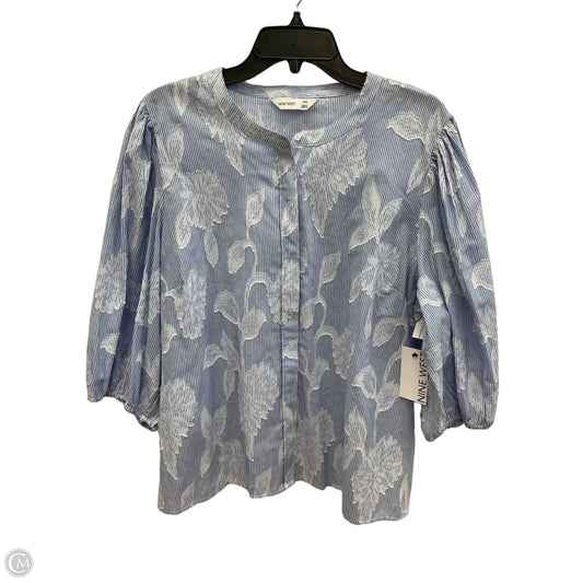 Top 3/4 Sleeve By Nine West In Blue & White, Size: Xxl