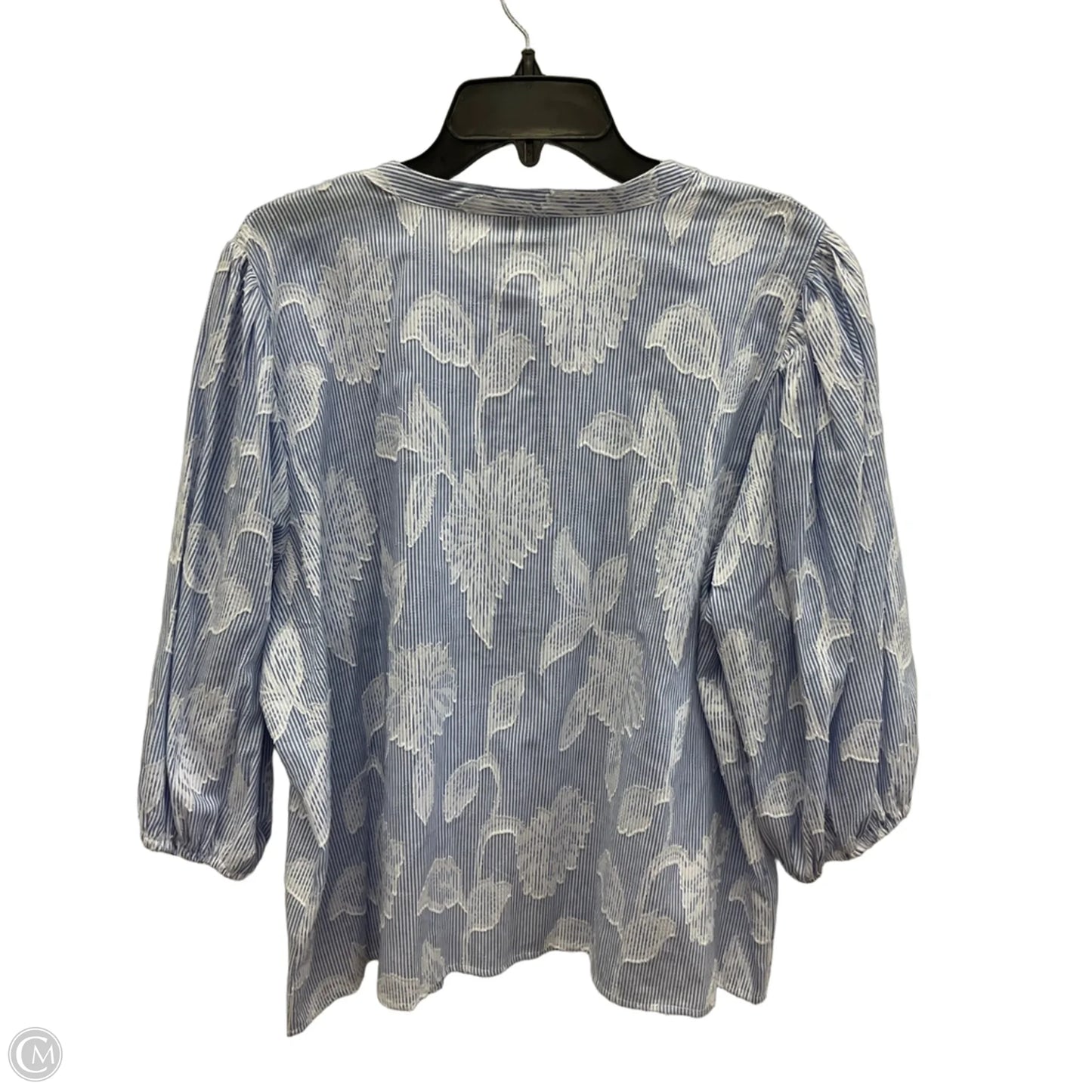 Top 3/4 Sleeve By Nine West In Blue & White, Size: Xxl