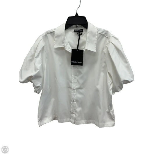 Blouse Short Sleeve By Modern Works In White, Size: L