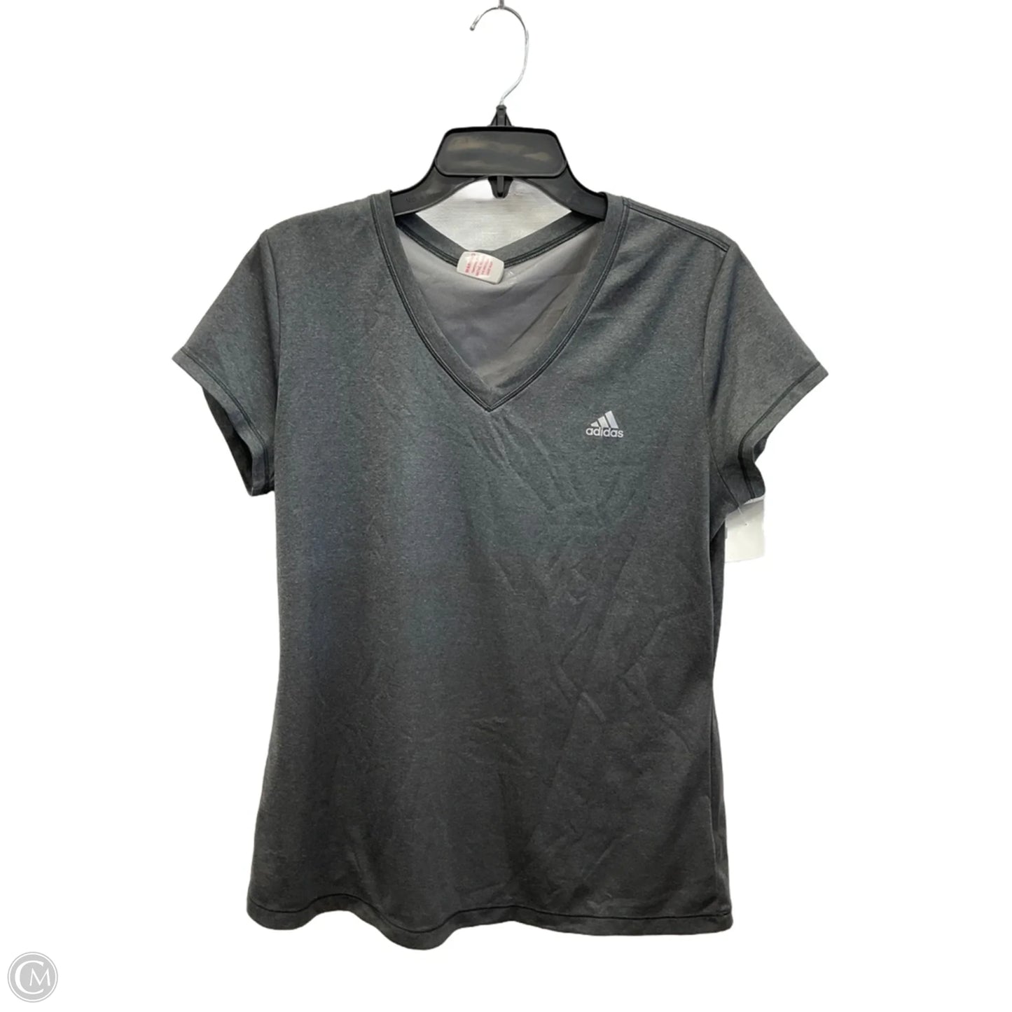 Athletic Top Short Sleeve By Adidas In Grey, Size: L