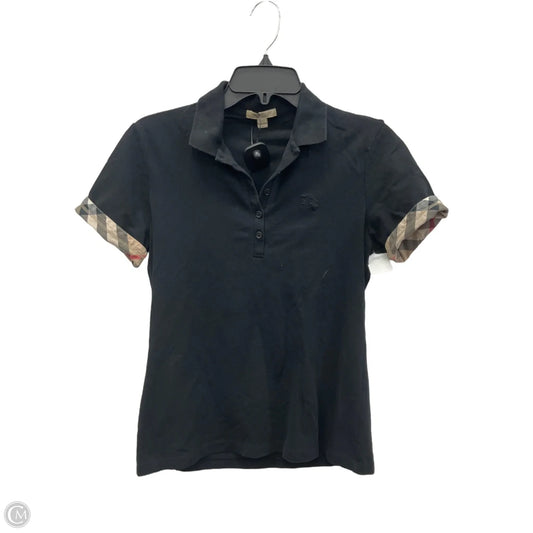 Top Short Sleeve Luxury Designer By Burberry In Black, Size: M