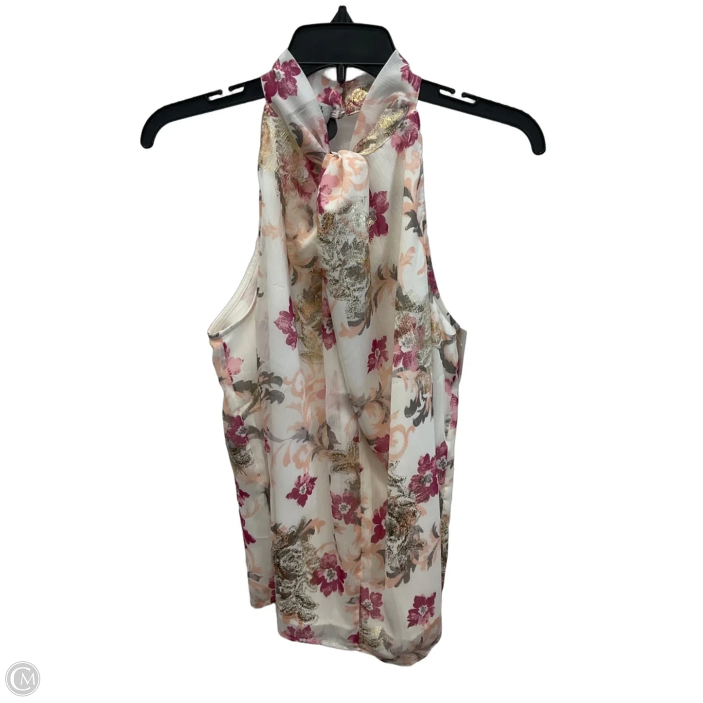 Top Sleeveless By Loft In Pink & White, Size: M