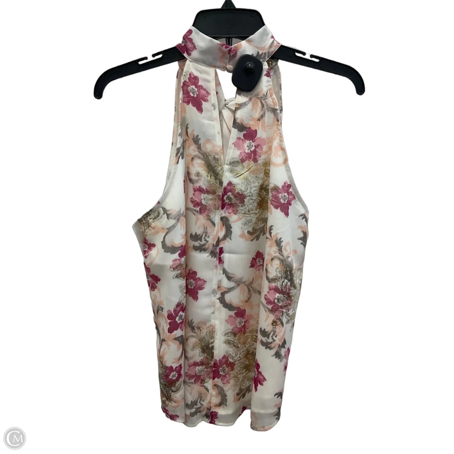 Top Sleeveless By Loft In Pink & White, Size: M
