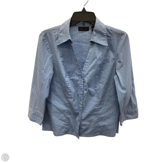 Blouse Long Sleeve By Apostrophe In Blue, Size: M