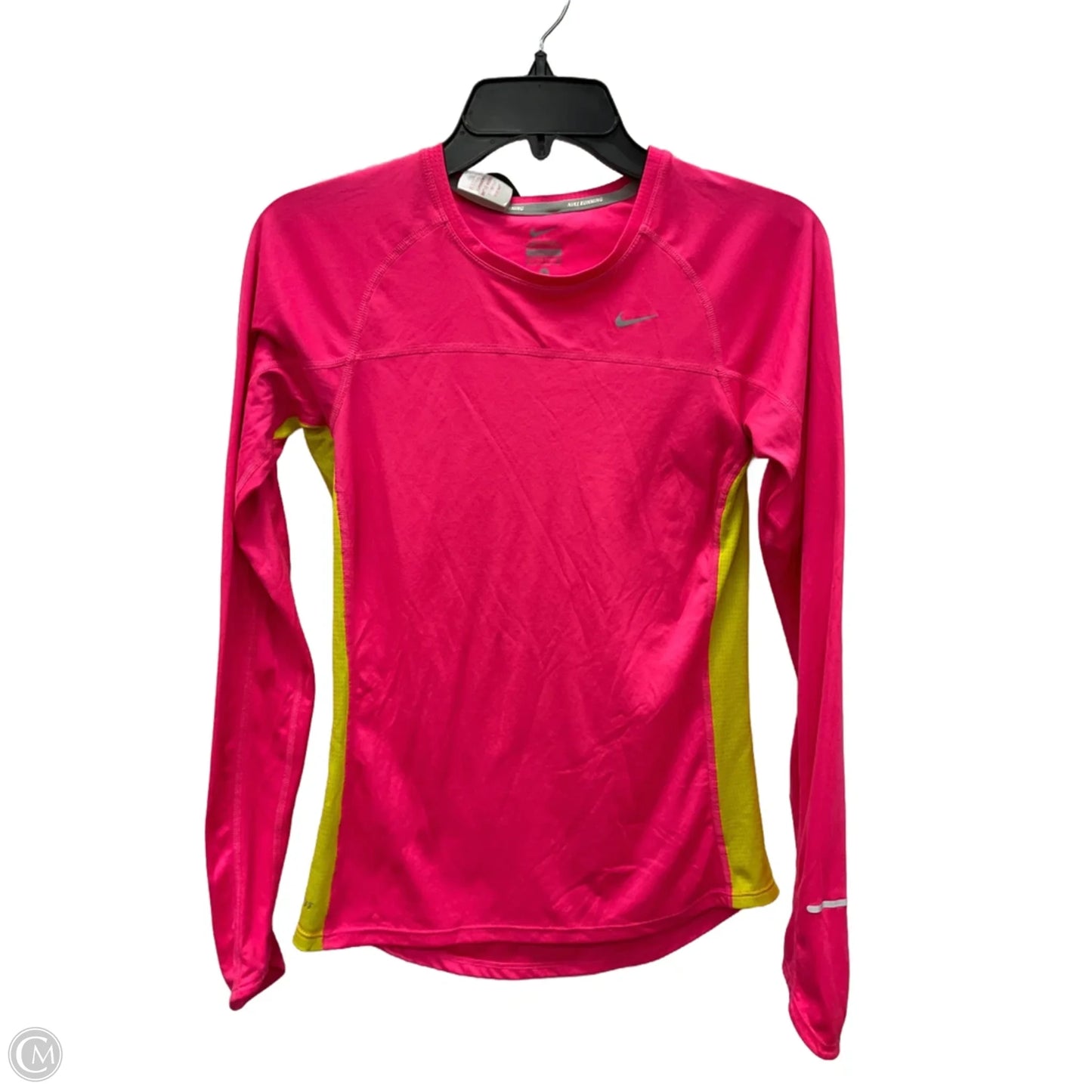Athletic Top Long Sleeve Collar By Nike In Pink, Size: S
