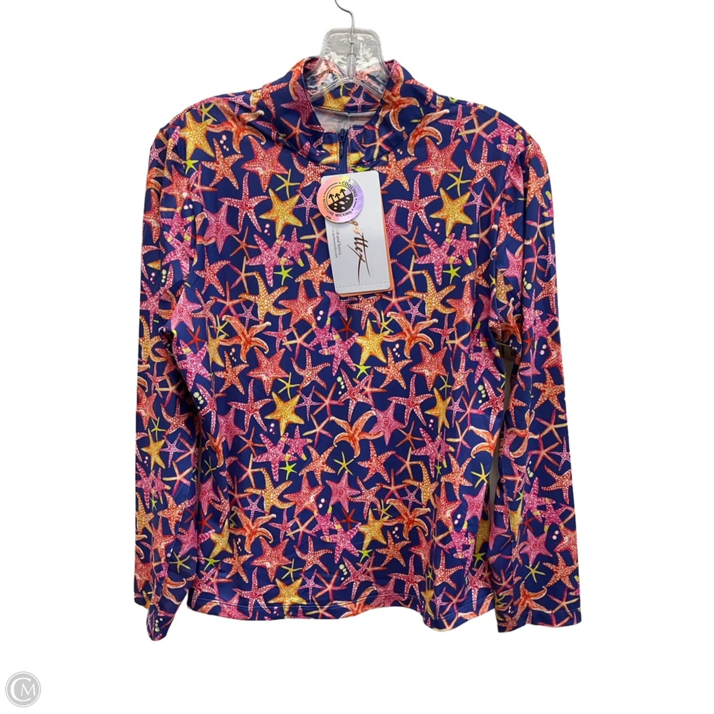 Athletic Top Long Sleeve Collar By Gottex In Purple, Size: M