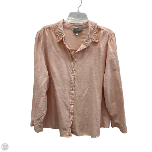 Blouse Long Sleeve By Lc Lauren Conrad In Pink, Size: 2x