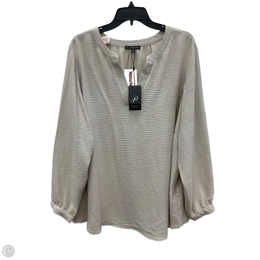 Top Long Sleeve By Adrianna Papell In Beige, Size: 2x