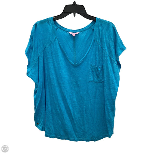 Top Short Sleeve Designer By Lilly Pulitzer In Blue, Size: Xl