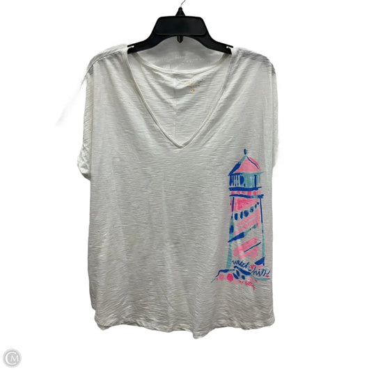 Top Short Sleeve Designer By Lilly Pulitzer In White, Size: Xl