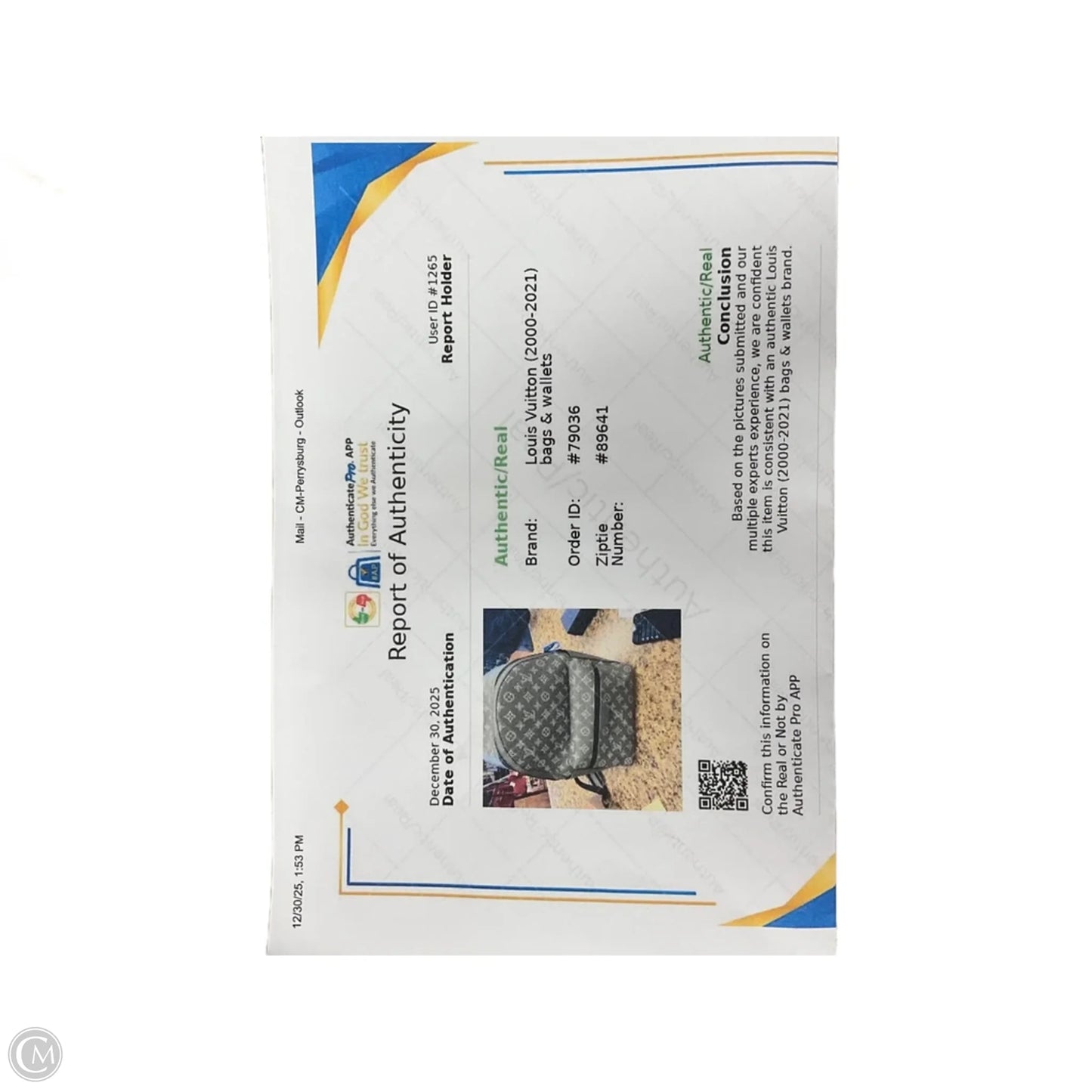 Backpack Luxury Designer By Louis Vuitton, Size: Large