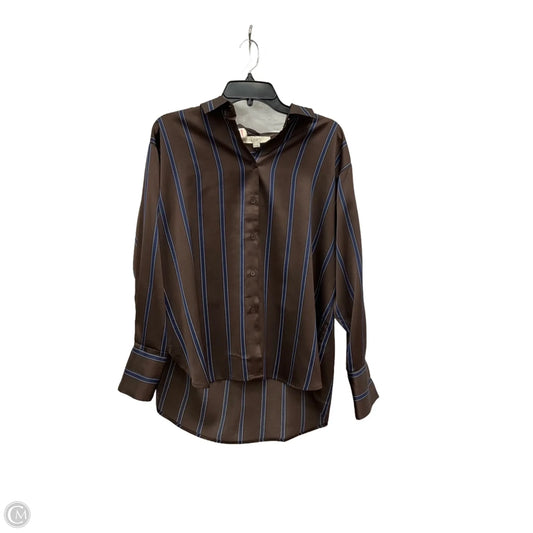 Blouse Long Sleeve By Loft In Brown, Size: M