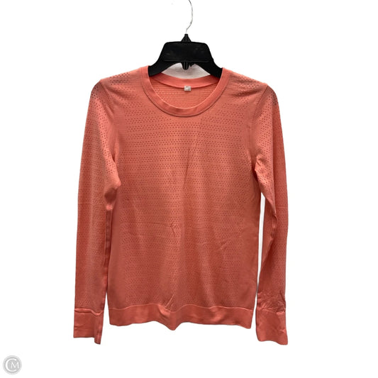 Athletic Top Long Sleeve Crewneck By Lululemon In Orange, Size: M